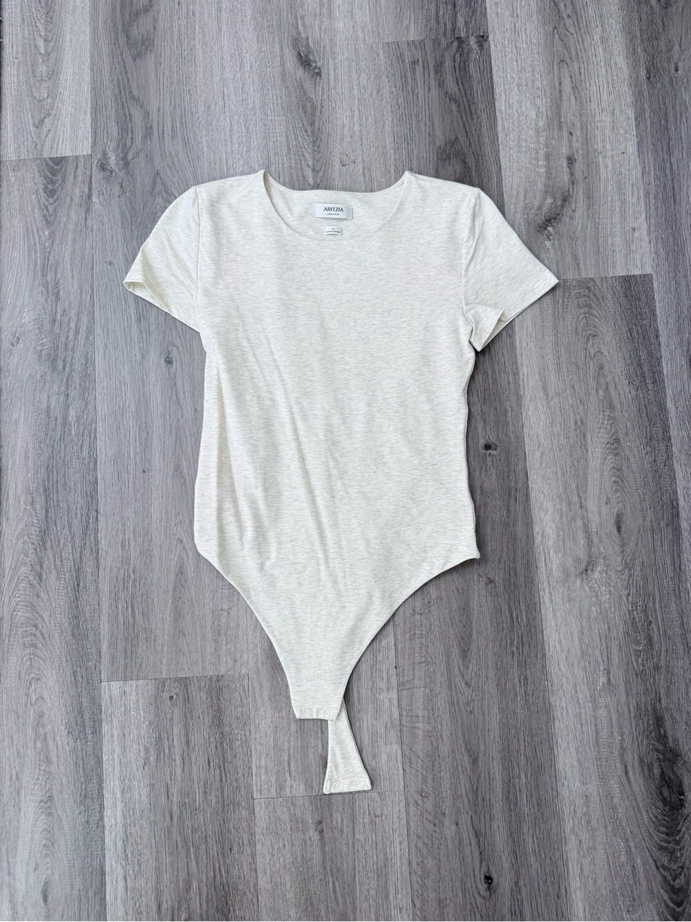 Aritzia Cream Heather Short Sleeve Bodysuit
